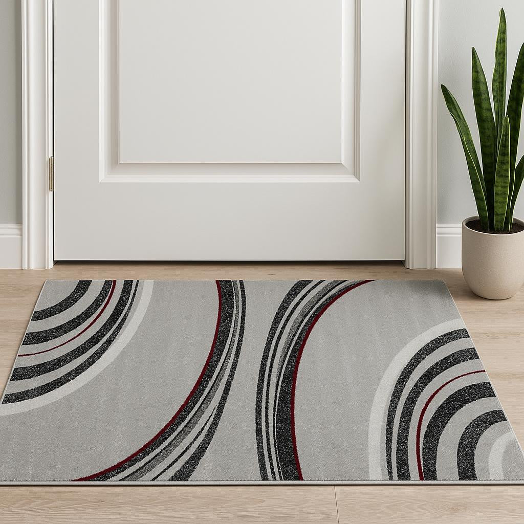 2 X 3 Gray And Black Abstract Area Rug