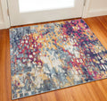2 X 2 Yellow And Blue Abstract Square Rug