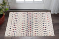 2 X 3 Beige Blue And Pink Geometric Area Rug
