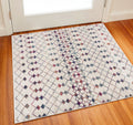 2 X 2 Beige Blue And Pink Geometric Square Rug