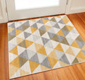 2 X 2 Beige Gray And Yellow Geometric Square Rug