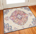 2 X 2 Blue Pink And Beige Oriental Square Rug