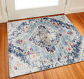2 X 2 Blue And Gray Abstract Square Rug