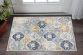 2 X 3 Blue Gray And Gold Floral Medallion Area Rug
