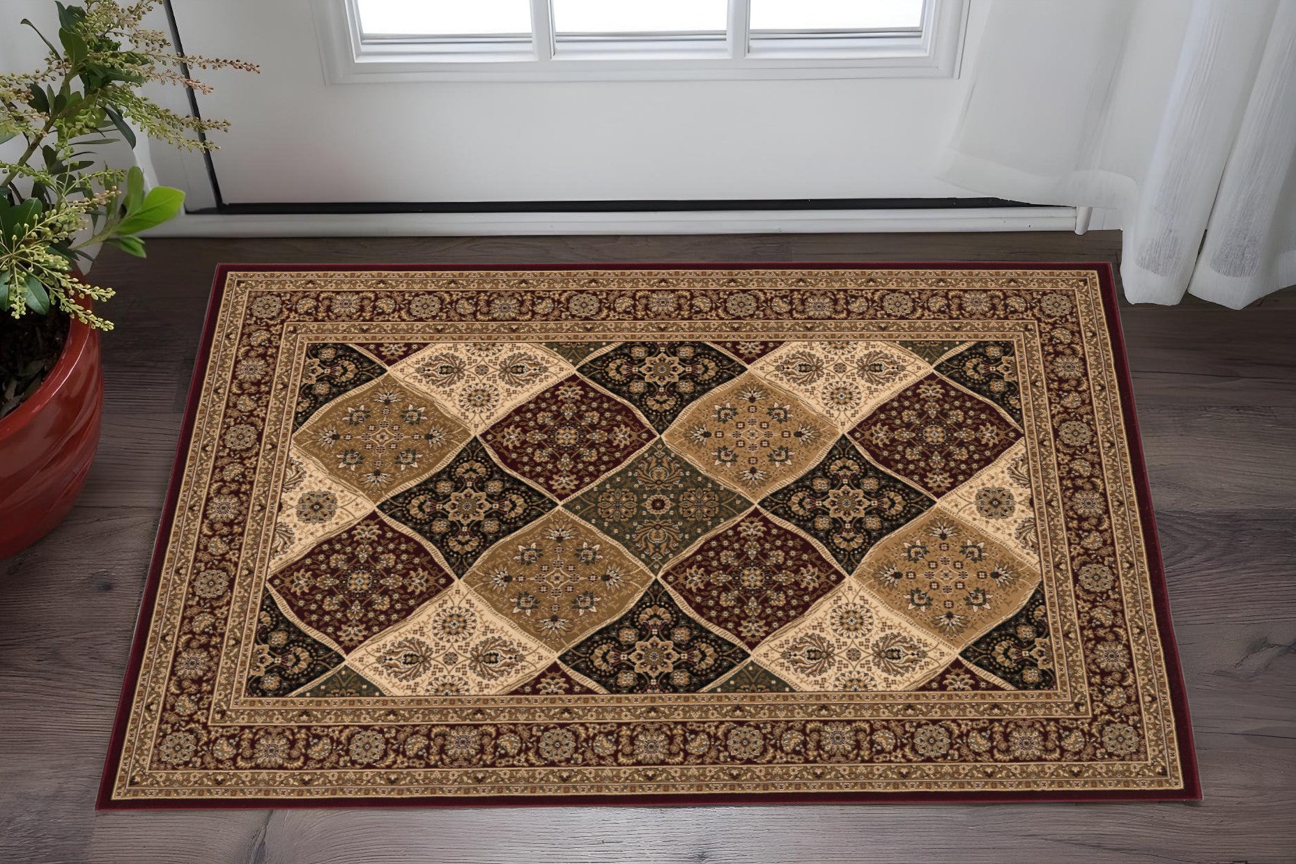2 X 3 Red Black And Brown Moroccan Area Rug