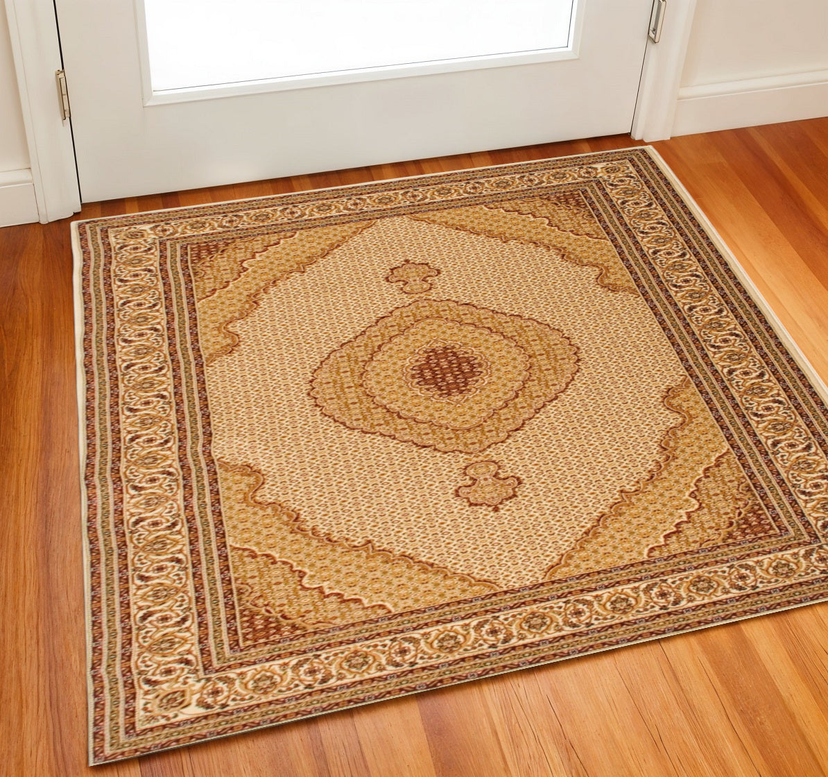 2 X 2 Red And Beige Oriental Square Rug
