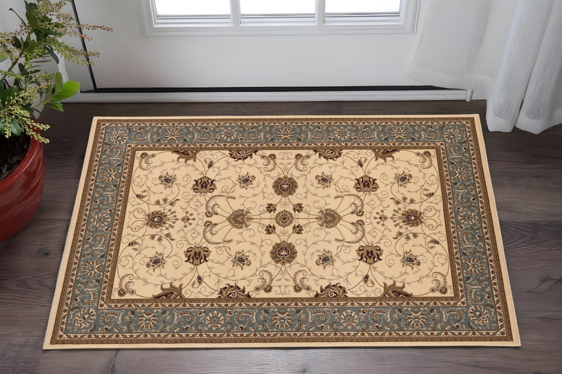 2 X 3 Beige Gray And Brown Oriental Area Rug