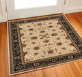 2 X 2 Beige Black And Brown Oriental Square Rug