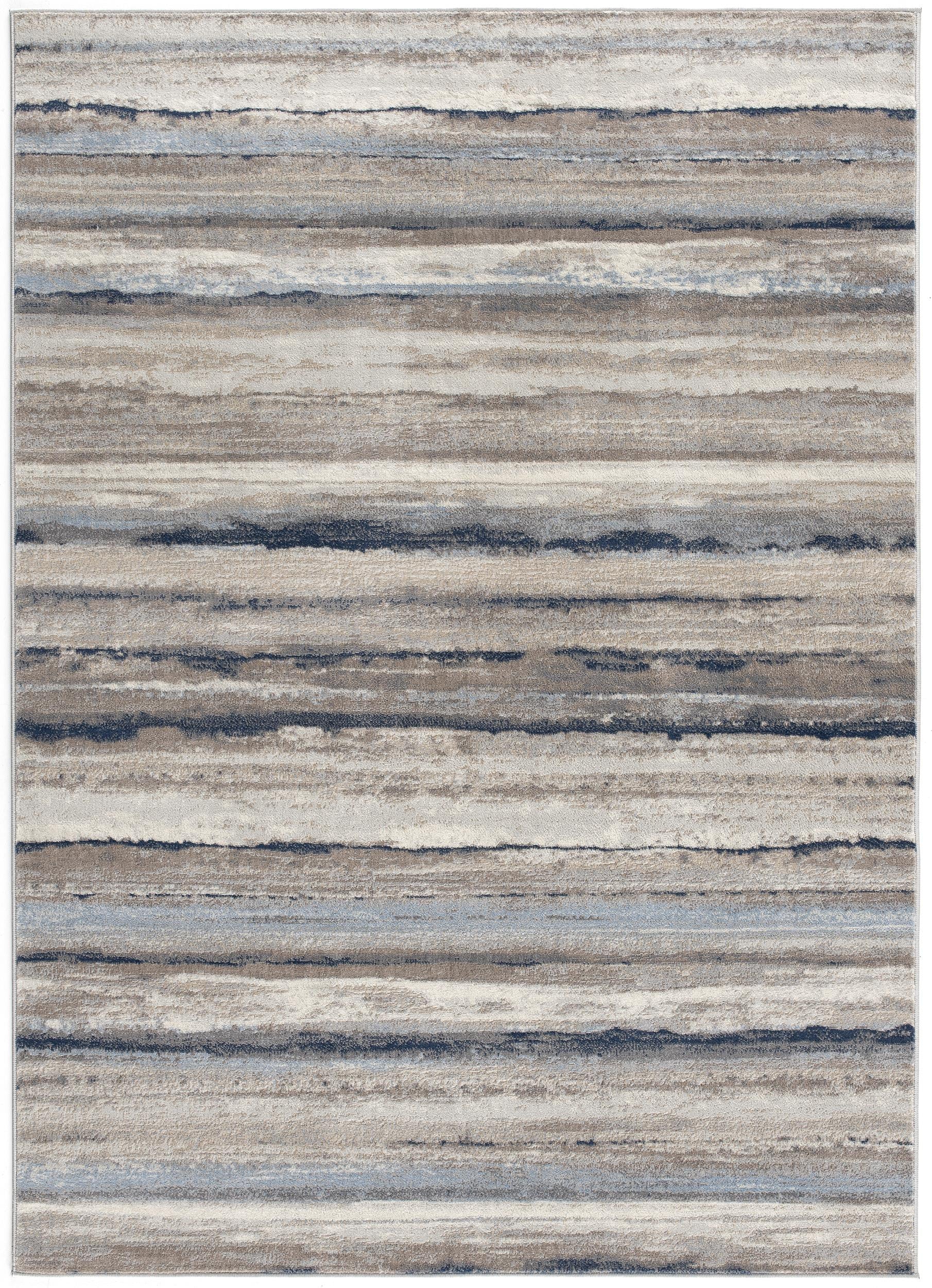 2 X 2 Blue Brown And Beige Striped Square Rug