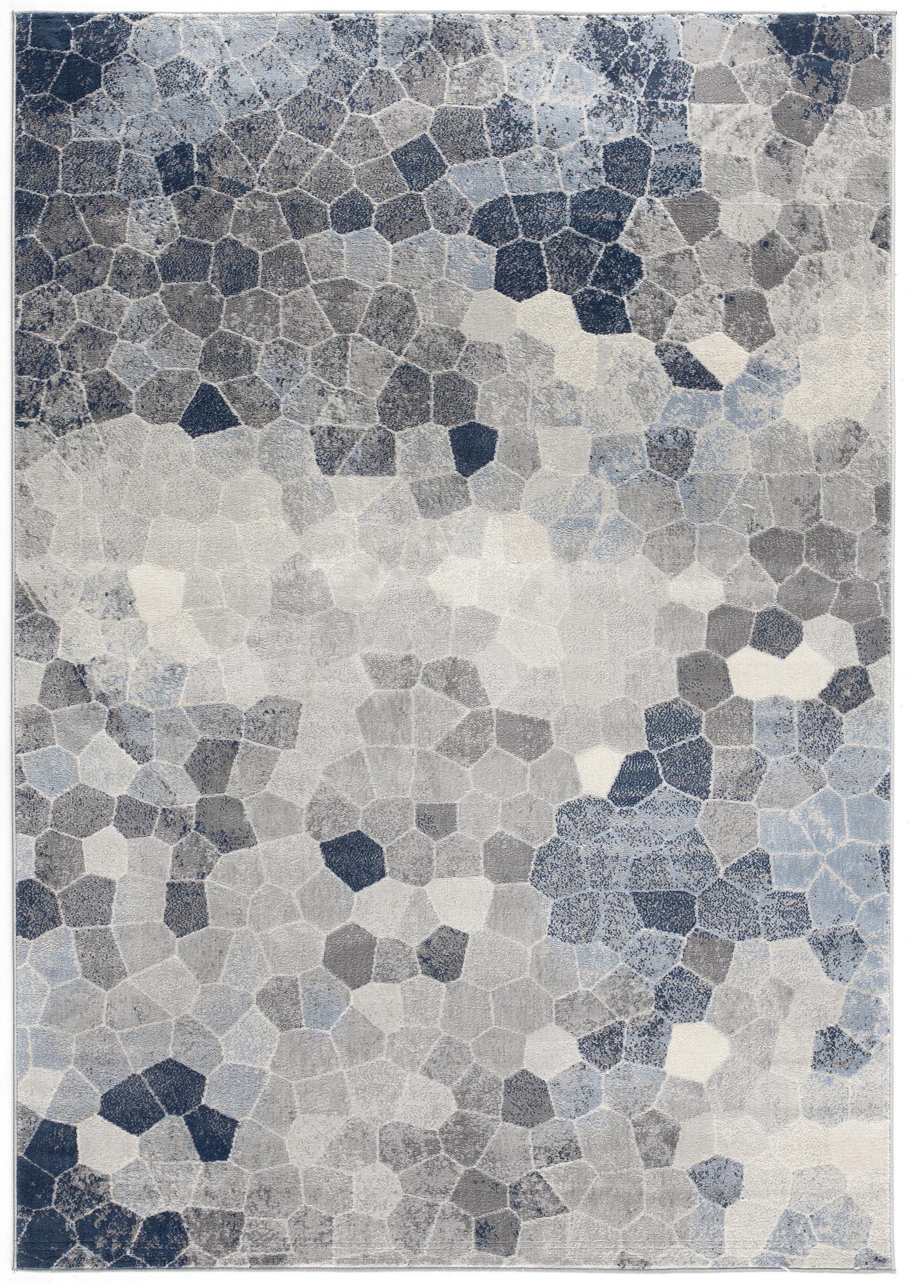 2 X 2 Blue Beige And Gray Cobblestone Square Rug