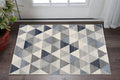 2 X 3 Blue Beige And Gray Geometric Area Rug