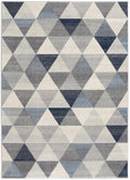 2 X 2 Blue Beige And Gray Geometric Square Rug