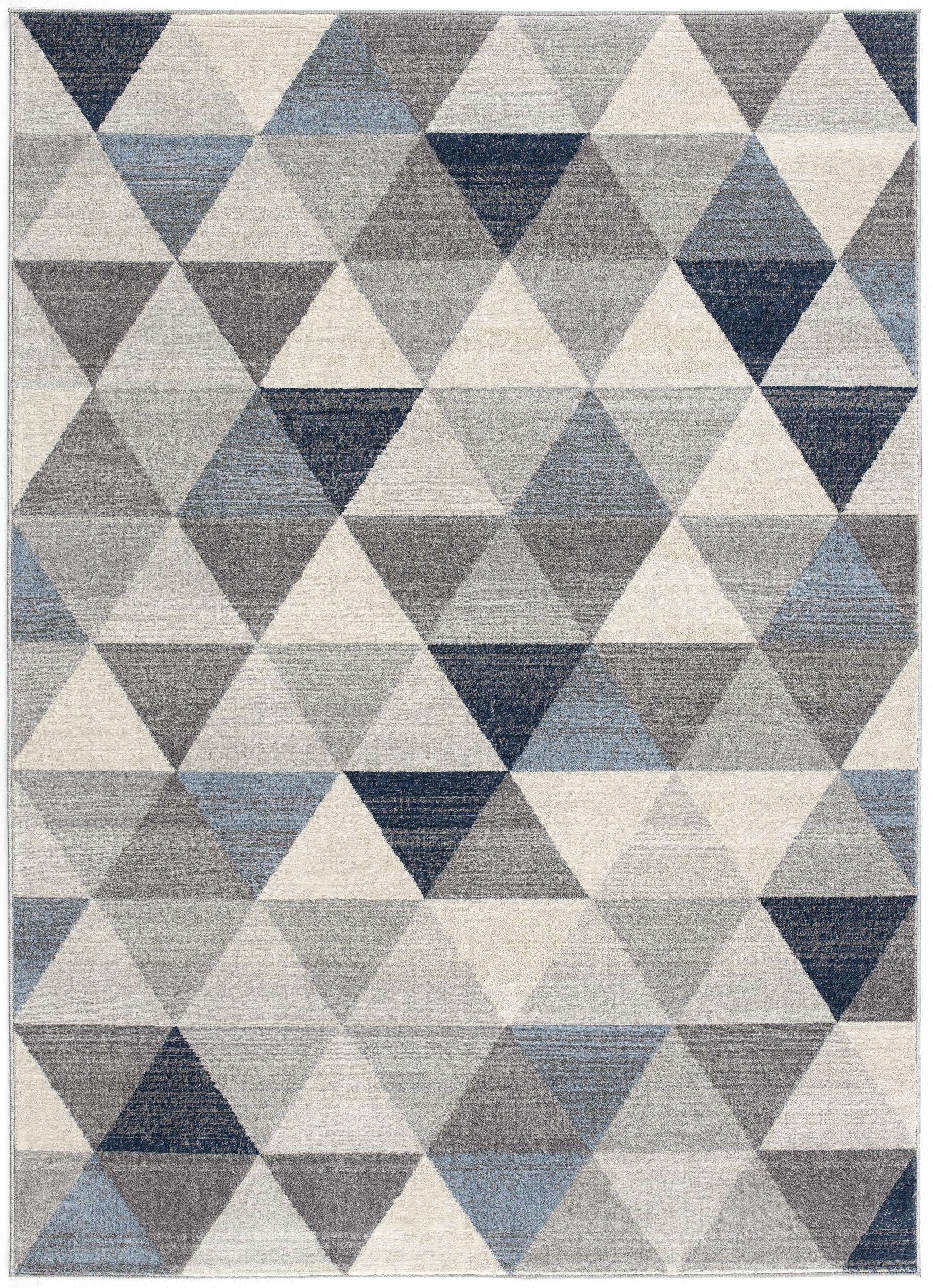 2 X 2 Blue Beige And Gray Geometric Square Rug