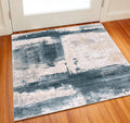 2 X 2 Blue Beige And Gray Abstract Square Rug