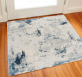 2 X 2 Blue Cream And Gray Abstract Square Rug
