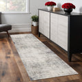 9 Navy Blue Beige And Gray Abstract Runner Rug