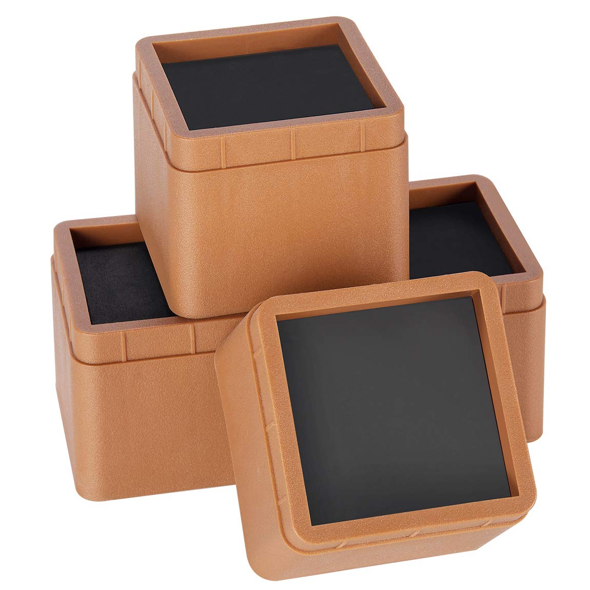 Btsd-Home Adjustable Heavy Duty Bed Risers 3 Inch Stackable Bed Frame Riser Lifter 4 Pack Dark Brown