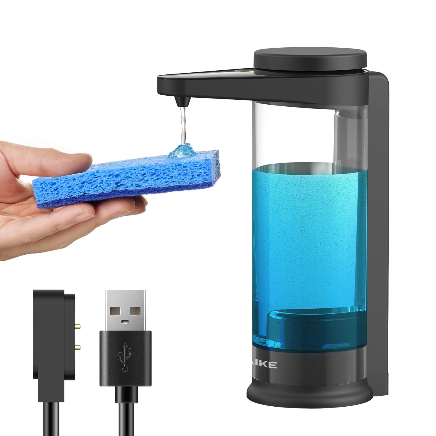 AIKE 17oz. Touch-Free Rechargeable Automatic Liquid Soap Dispenser for Kitchen Dish Soap