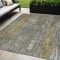 5 X 8 Gold And Taupe Abstract Washable Indoor Outdoor Area Rug