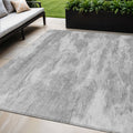 5 X 8 Silver And Gray Abstract Washable Indoor Outdoor Area Rug