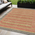 5 X 8 Pewter And Gold Striped Washable Indoor Outdoor Area Rug
