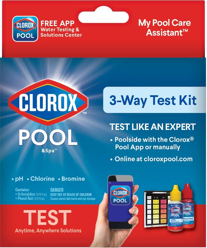 Clorox Pool&Spa Swimming Pool 3-Way Water Test Kit, Accurately Measures Bromine, Chlorine And Ph Levels (Pack Of 1)