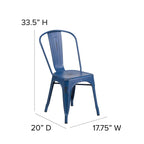 Flash Furniture Commercial Grade Distressed Antique Blue Metal Indoor-Outdoor Stackable Chair