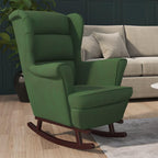 vidaXL Dark Green Velvet Rocking Chair with Solid Rubber Wood Legs - Stylish Design, Padded Foam for Comfort, Ideal for Living Room or Lounge Area