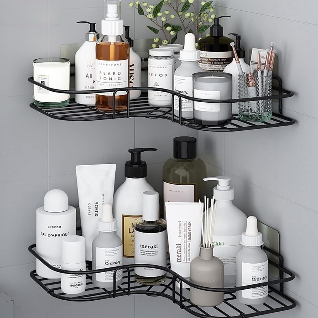 Atoozed Bathroom Organiser Without Drill Bathroom Corner Shelf Adhesive Stand For Corner Rack For Shampoo Holder For Bathroom Ac