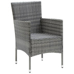 vidaXL Patio Dining Set 3 Piece, Outdoor Dining Set for 2, Table and Chair with Cushions, Dining Chair, Farmhouse Modern Style, Poly Rattan Gray
