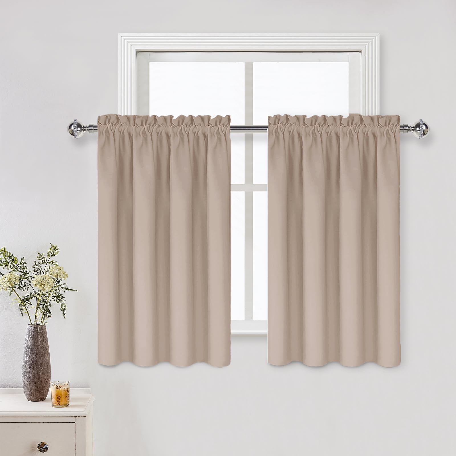 Dwcn Blackout Curtains For Living Room Thermal Insulated, Energy Saving & Noise Reducing Bedroom Curtains, Camel, W 42X L 36 Inc