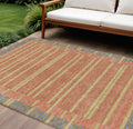 10 X 14 Pewter And Gold Striped Washable Indoor Outdoor Area Rug