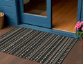 3 X 5 Black And Taupe Striped Washable Indoor Outdoor Area Rug