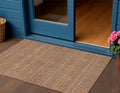 3 X 5 Orange And Taupe Striped Washable Indoor Outdoor Area Rug