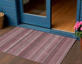 3 X 5 Red And Burgundy Striped Washable Indoor Outdoor Area Rug