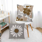 Comminy Brown Grey Pillow Covers 18X18 Set Of 6 Decorative Daisy Flower Throw Pillow Cover For Couch Modern Coffee Pillow Case F