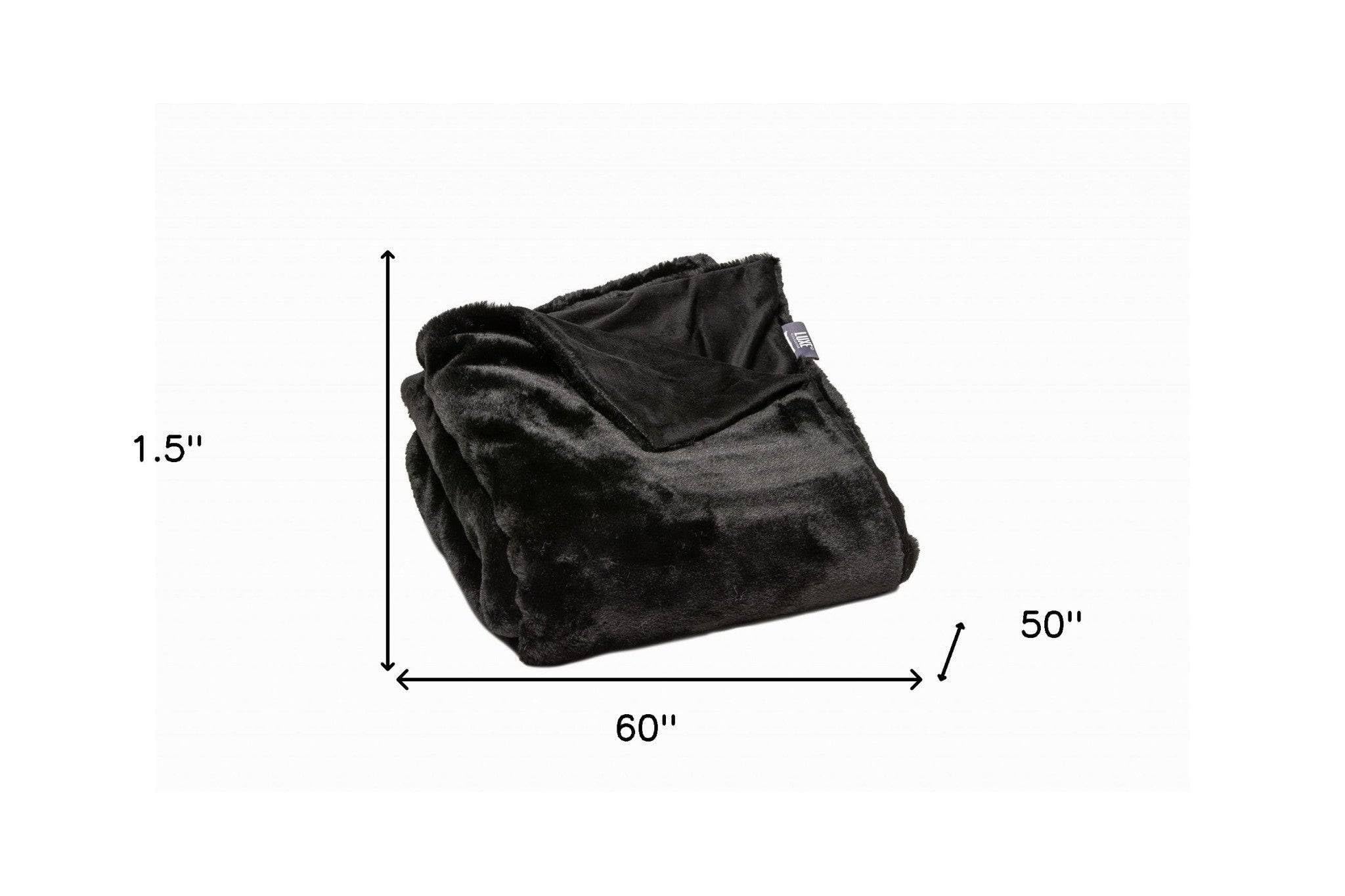 HomeRoots 100% Polyester Premier Luxury Black Super Soft Faux Fur Throw Blanket