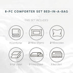 Elegant Comfort Wrinkle Resistant - Silky Soft Dobby Stripe Bed-In-A-Bag 8-Piece Comforter Set - King Chocolate