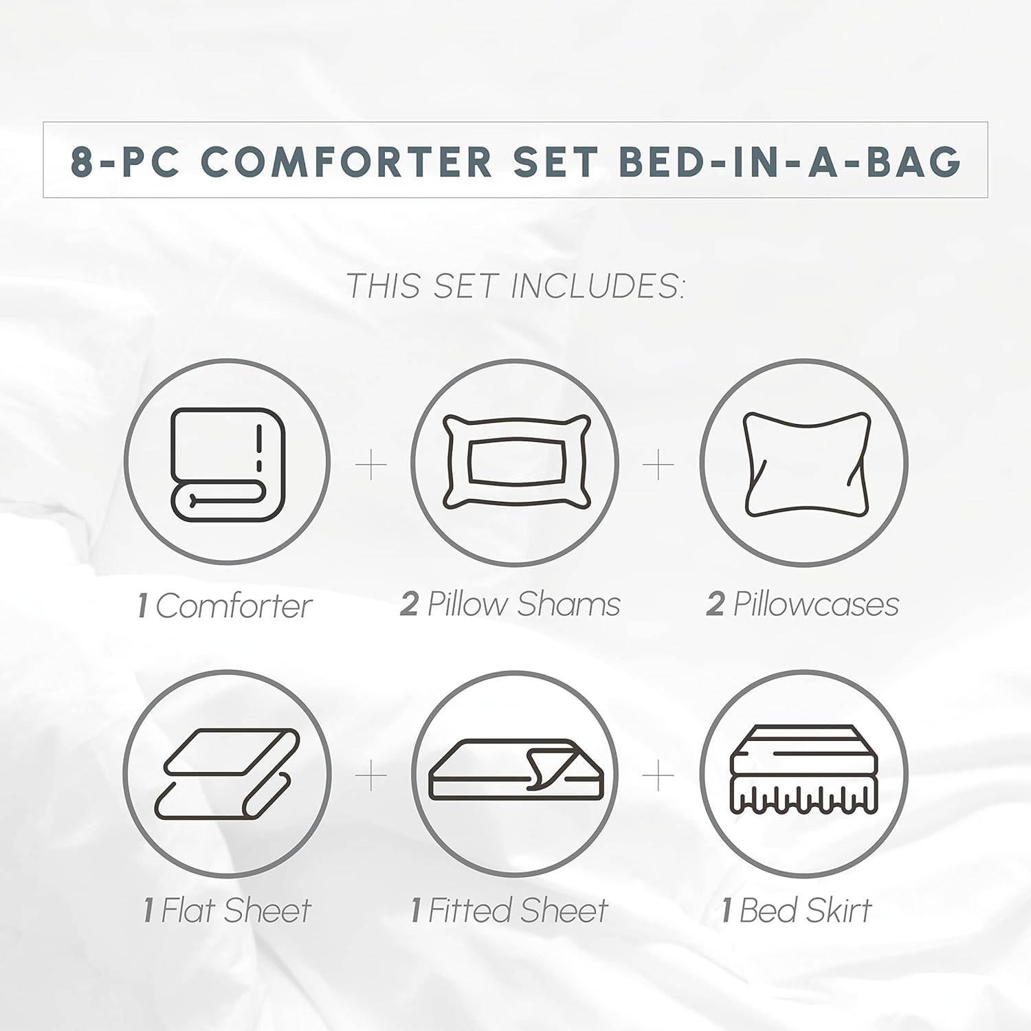 Elegant Comfort Wrinkle Resistant - Silky Soft Dobby Stripe Bed-In-A-Bag 8-Piece Comforter Set - King Chocolate