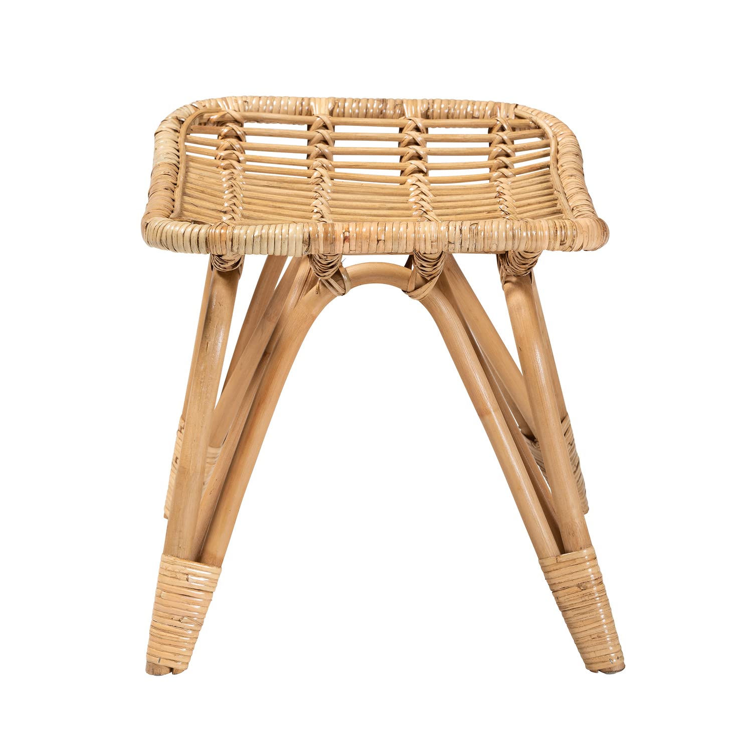 Baxton Studio Earvin Rattan Armchair and Footstool - Thumbnail 2