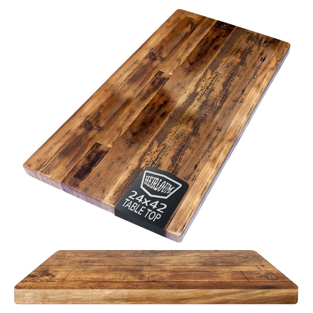 Heirloum Reclaimed Wood Table Top - Rustic Recycled Wooden Piece Perfect For Kitchens, Dining And Coffee Table Tops (Reclaimed W