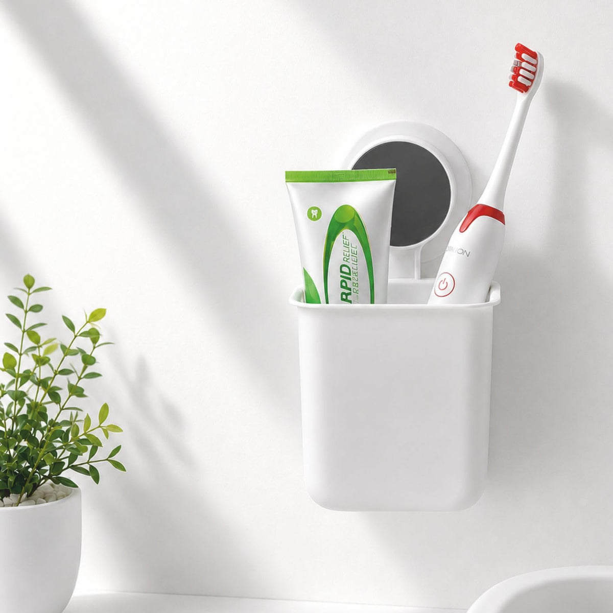 Boniry Plastic Toothbrush Holders for Bathroom, WallMounted Brush Holder, Tooth Brushes Holder Stand, Bathroom Organiser and To