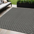 5 X 8 Black And Gray Floral Washable Indoor Outdoor Area Rug