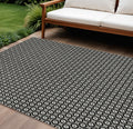9 X 12 Black And Gray Floral Washable Indoor Outdoor Area Rug
