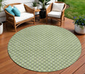 8 Green And Gray Round Floral Washable Indoor Outdoor Area Rug