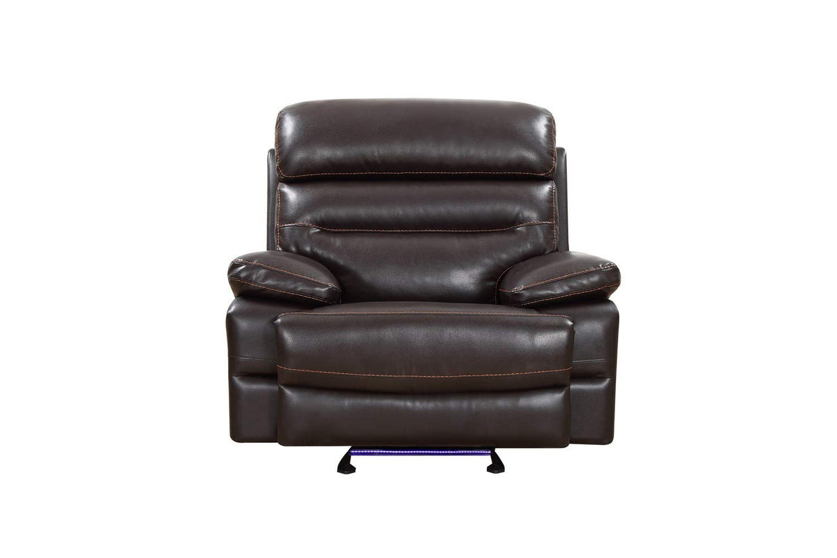 HomeRoots Leather 43' X 40' X 41' Brown Power Reclining Chair