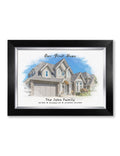 IPIC - Custom Watercolor House Portrait.Personalized Artwork with Names and Date on, Customized Gift for Anniversary,Wedding,Bir