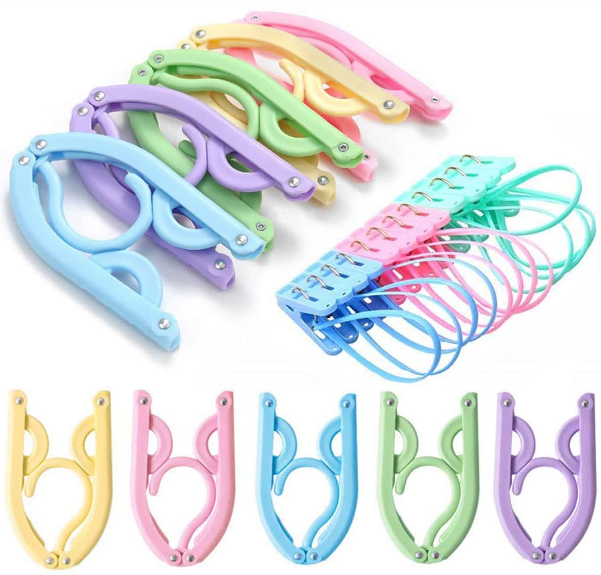 20 Pcs Travel Hangers with 12 Pcs Clips- Cruise Ship Essentials Portable Folding Clothes Hangers Travel Accessories Foldable Clo