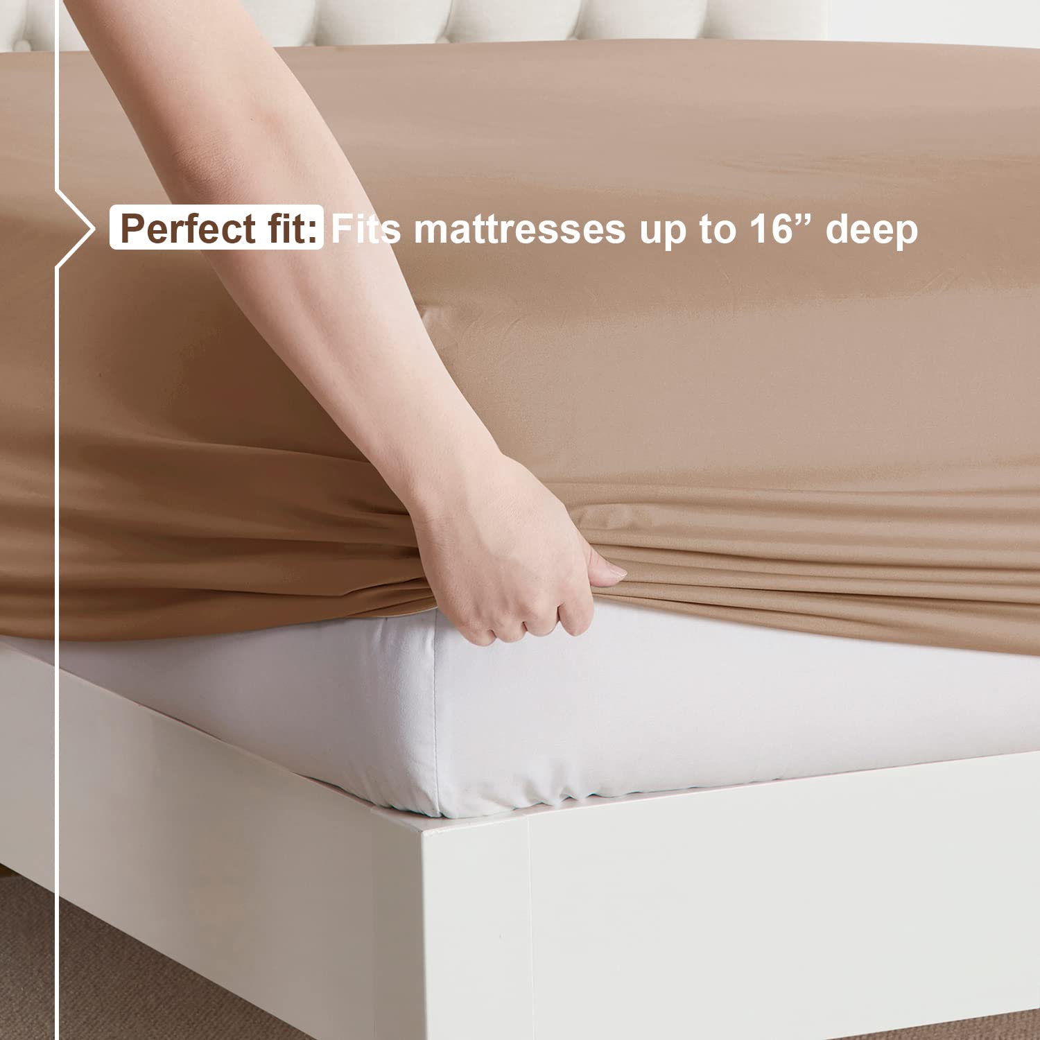Nestl King Size Sheets Set - 4 Piece King Sheets, Deep Pocket, Hotel Luxury, Extra Soft, Breathable And Cooling, Taupe King Bed Sheets