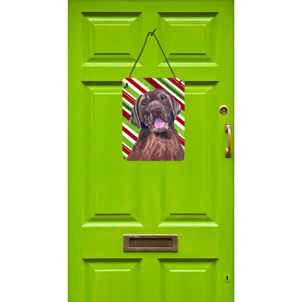 Caroline'S Treasures Sc9344Ds1216 Labrador Candy Cane Holiday Christmas Wall Or Door Hanging Prints Aluminum Metal Sign Kitchen